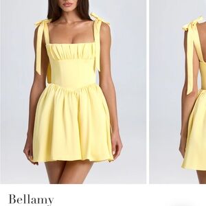 Oh Polly Yellow Ruched Tiered Mini Sundress